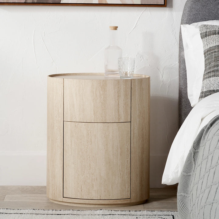 Tivoli Travertine Effect 1 Drawer Side Table