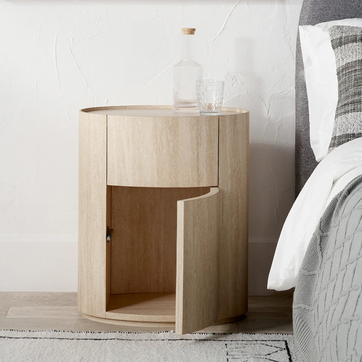 Tivoli Travertine Effect 1 Drawer Side Table