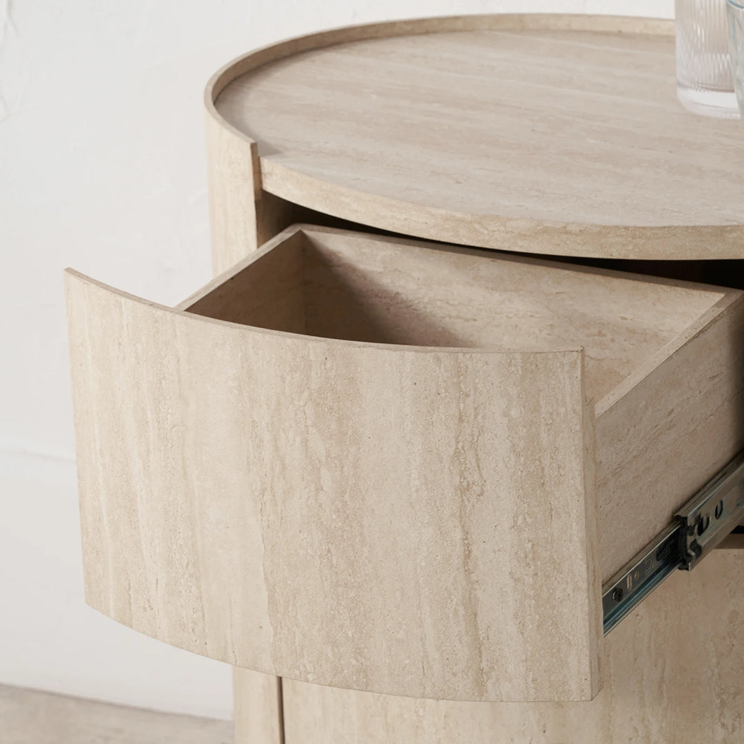 Tivoli Travertine Effect 1 Drawer Side Table