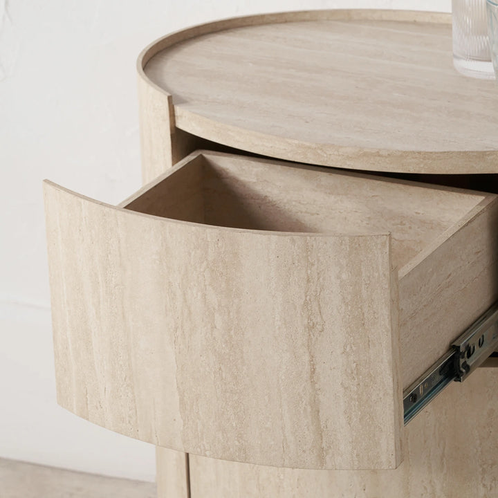 Tivoli Travertine Effect 1 Drawer Side Table