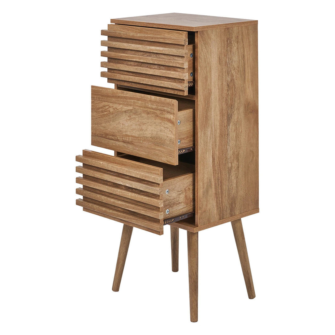 Larvik Eucalyptus Wood 3 Drawer Tall Unit