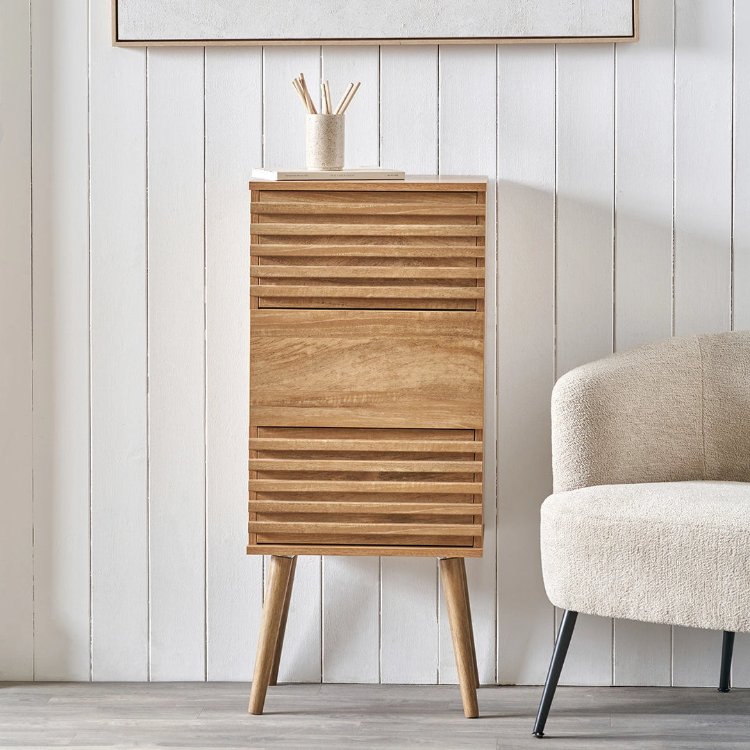 Larvik Eucalyptus Wood 3 Drawer Tall Unit