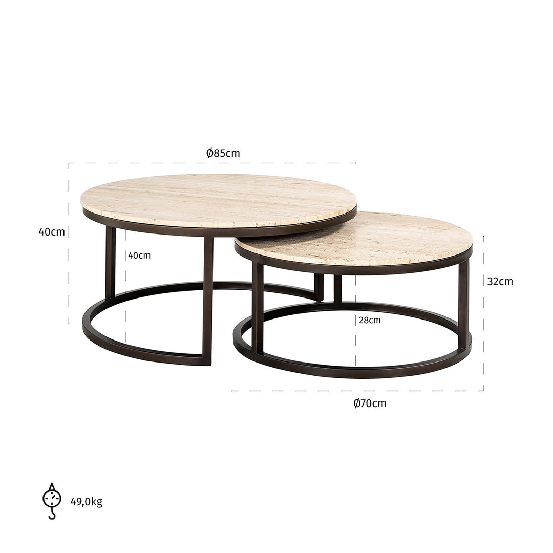 Avalon Set of 2 Round Coffee Tables - Bronze Richmond 6