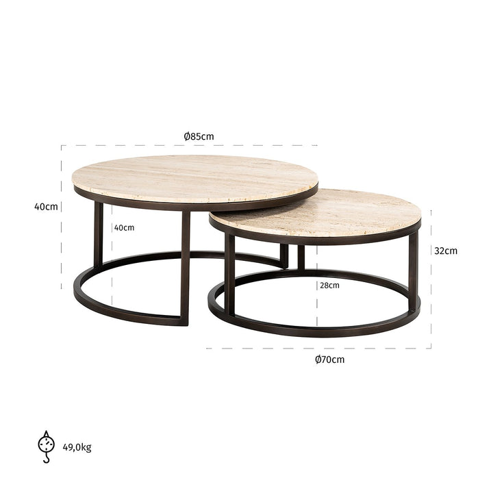 Avalon Set of 2 Round Coffee Tables - Bronze Richmond 6