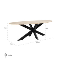 Richmond Interiors Avalon 6 Seater Oval Dining Table in Bronze - 230cm