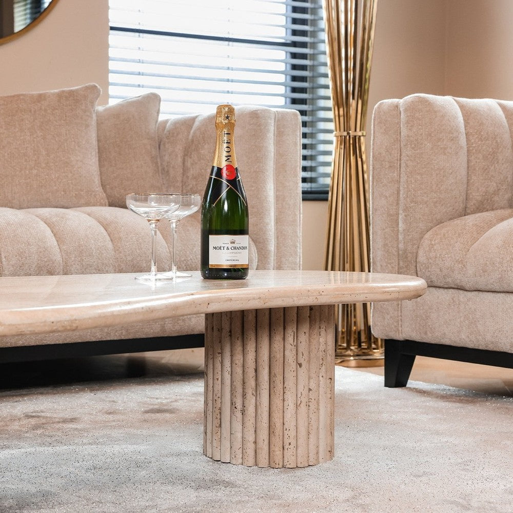 La Cantera Organic Oval Coffee Table - Travertine Richmond 4