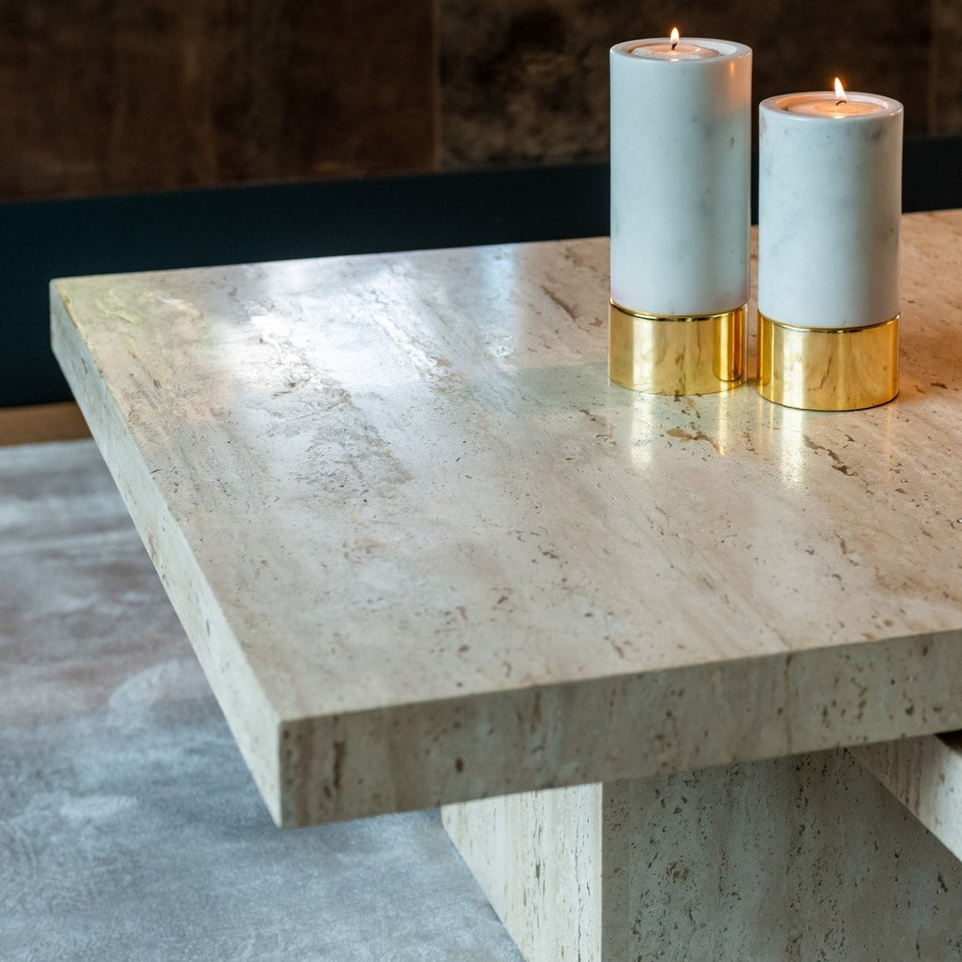 La Cantera Set of 2 Square Coffee Tables - Travertine Richmond 6