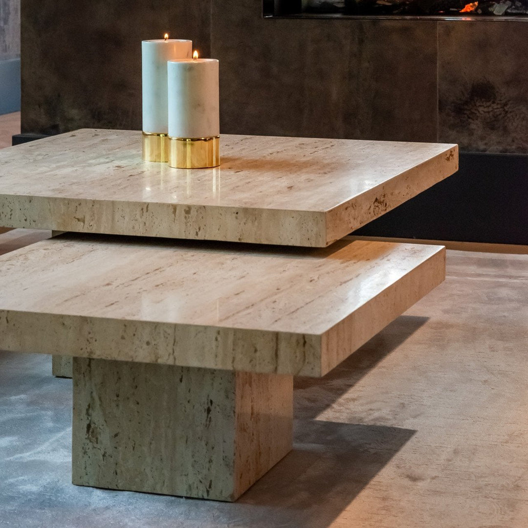 La Cantera Set of 2 Square Coffee Tables - Travertine Richmond 5