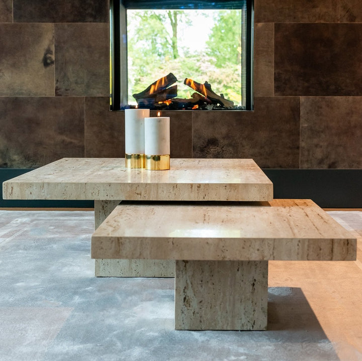 La Cantera Set of 2 Square Coffee Tables - Travertine Richmond 3