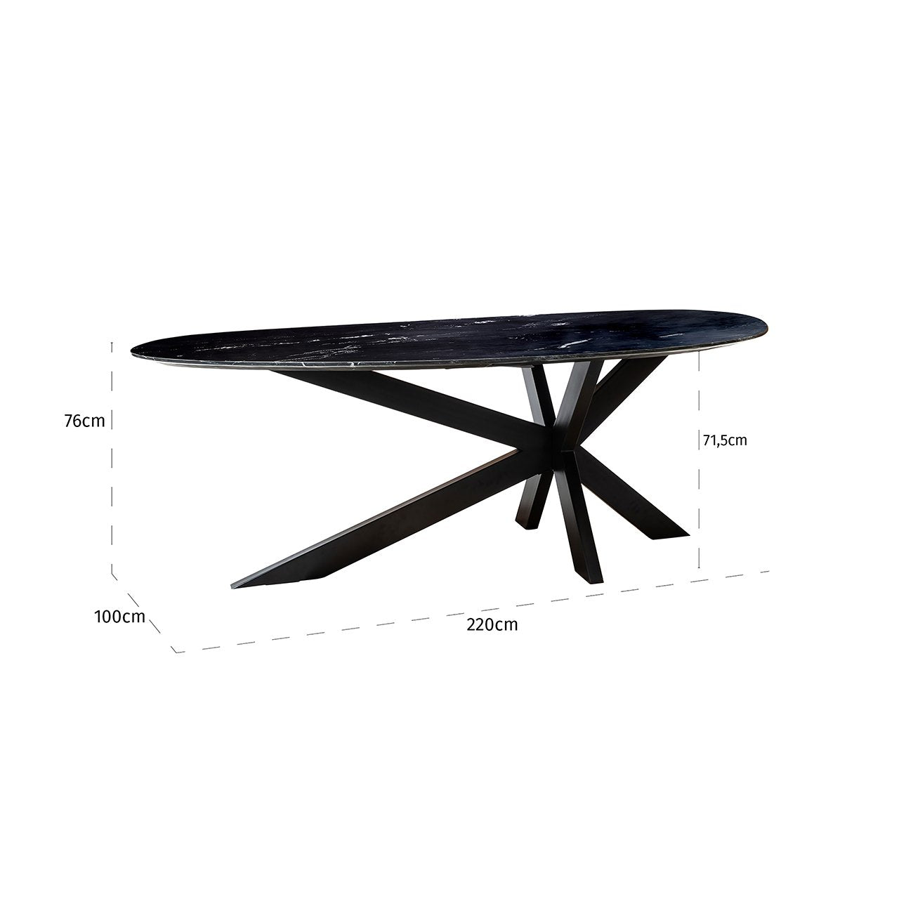 Richmond Interiors Trocadero Dining Table - Black - 220cm