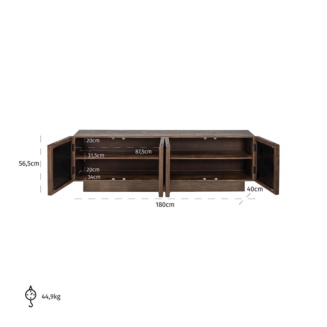 Richmond Interiors Bryant 4 Door Media Unit in Brown