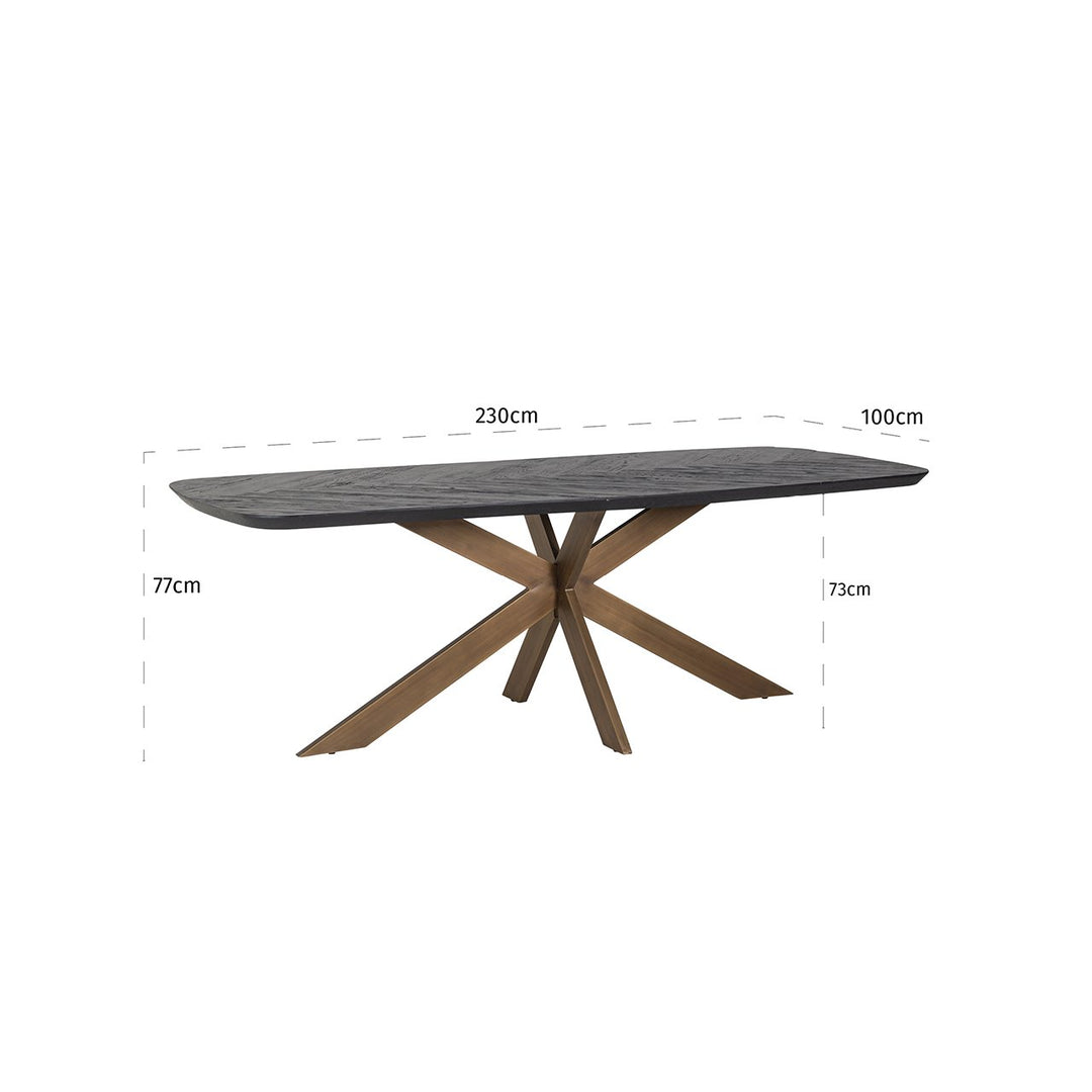 Hayley Rectangular Dining Table - Coffee Brown & Brass Richmond 5