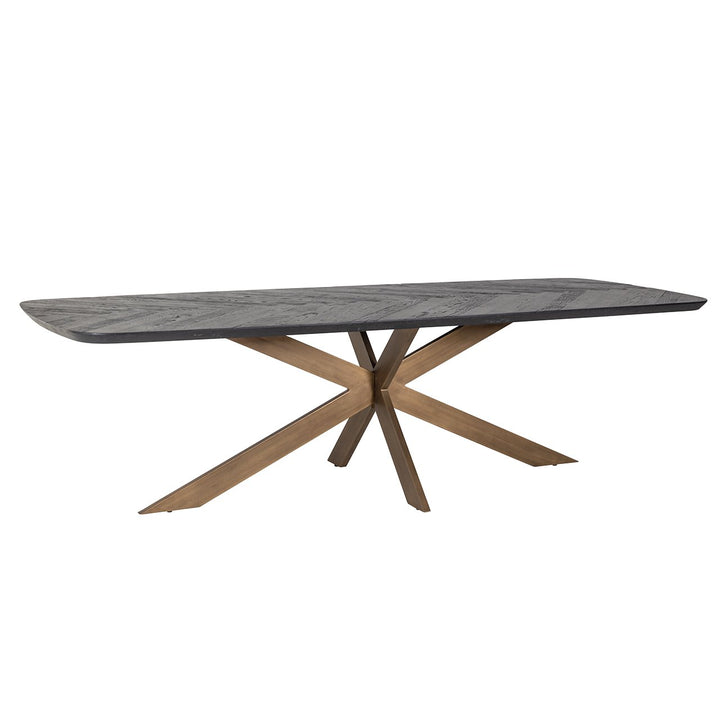 Hayley Rectangular Dining Table - Coffee Brown & Brass Richmond 6