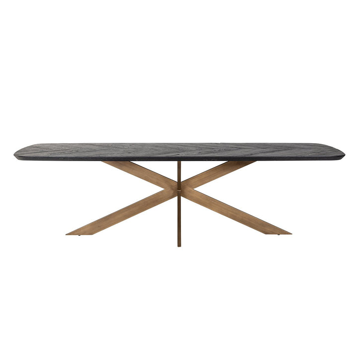 Hayley Rectangular Dining Table - Coffee Brown & Brass Richmond 9