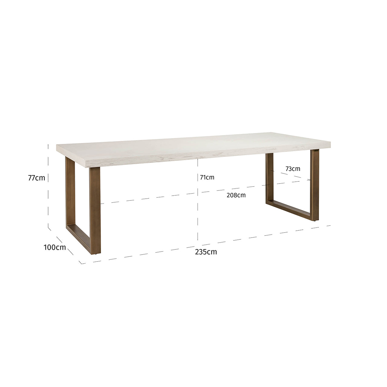 Richmond Interiors Whitebone Brass & Verona Grey Dining Table - 235cm