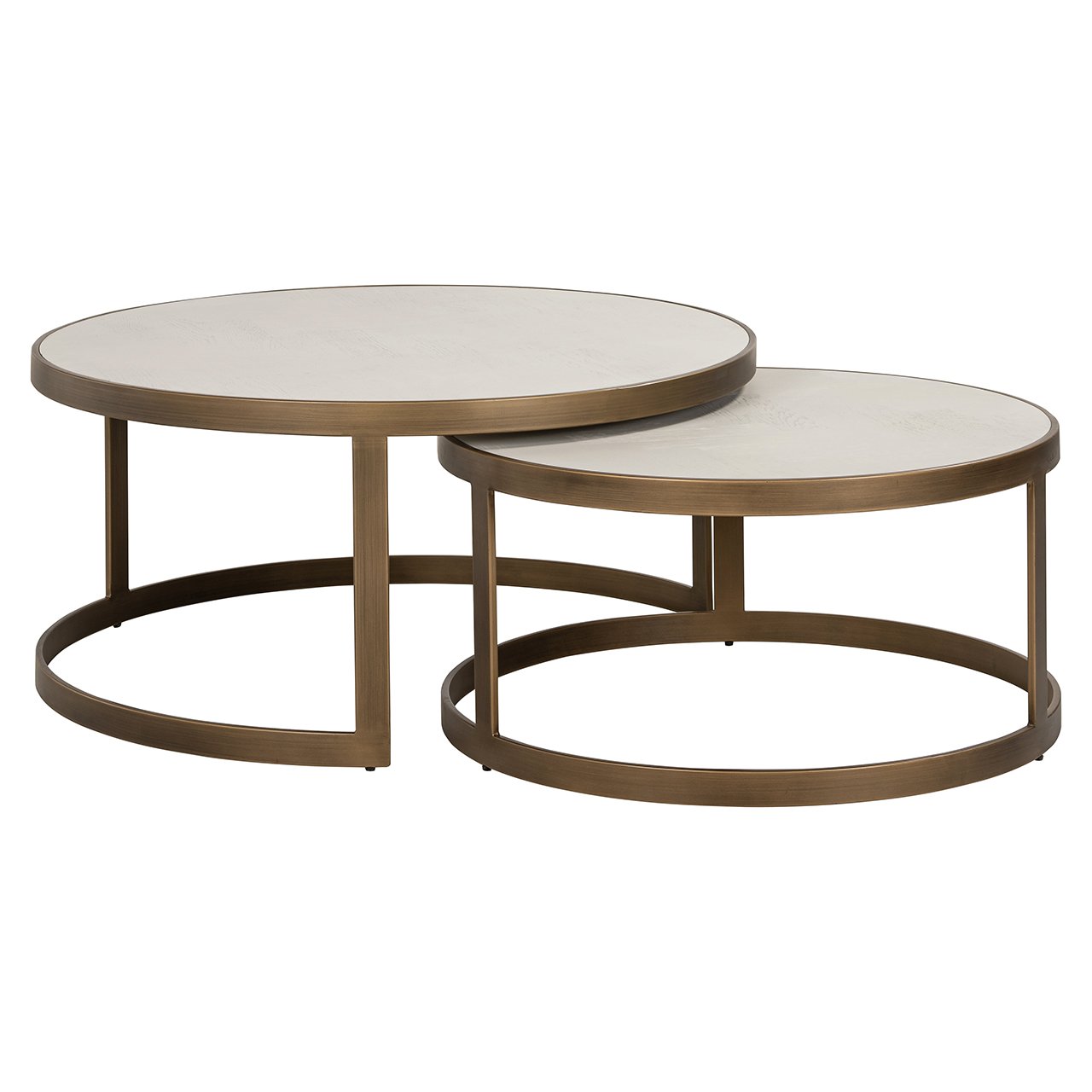 Richmond Interiors Whitebone Set Of 2 Coffee Tables - Brass