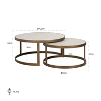 Richmond Interiors Whitebone Set Of 2 Coffee Tables - Brass