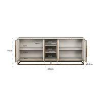 Richmond Interiors Whitebone Brass & Verona Grey 4 Door Sideboard