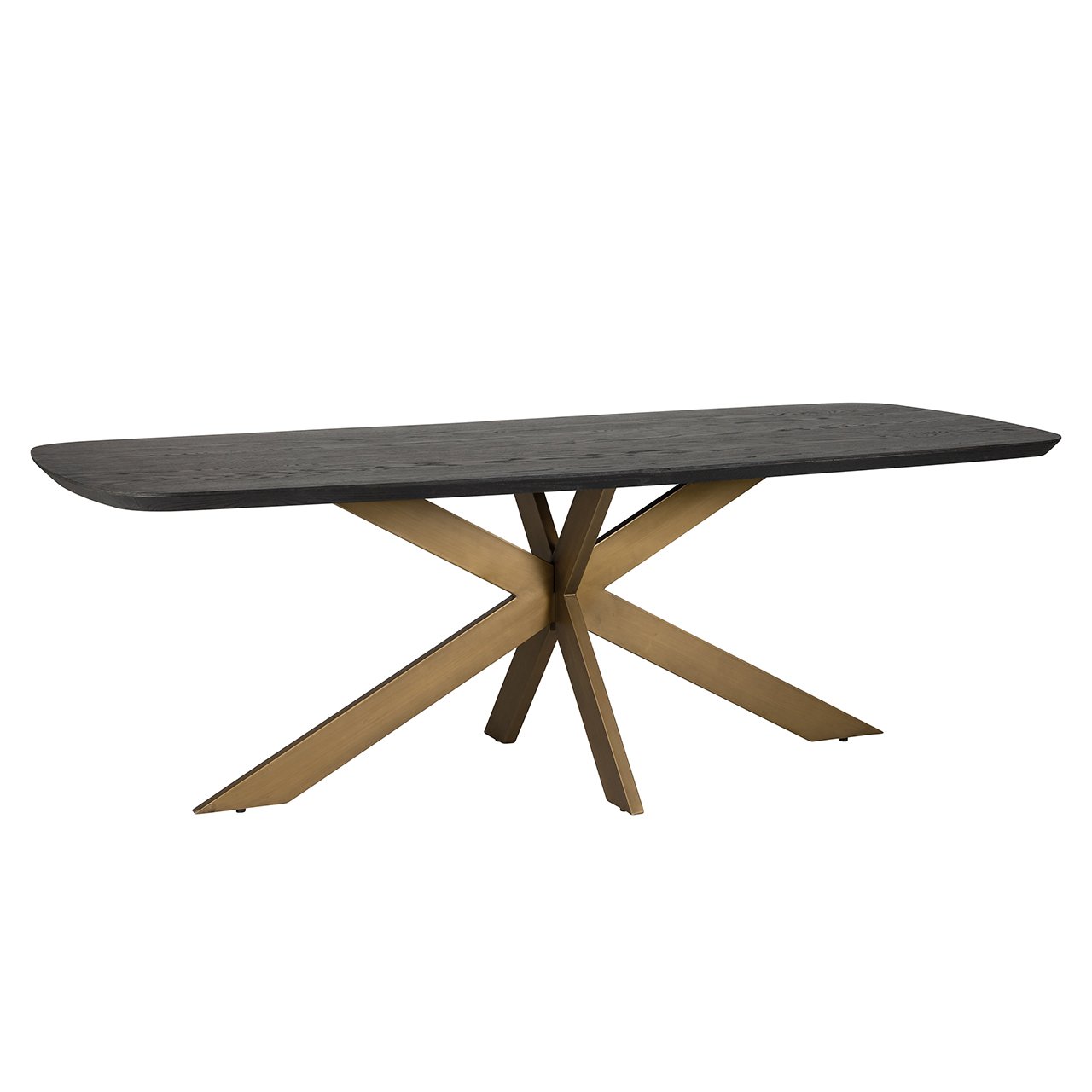 Richmond Cambon Danish Oval Dining Table in Coffee Brown & Brass