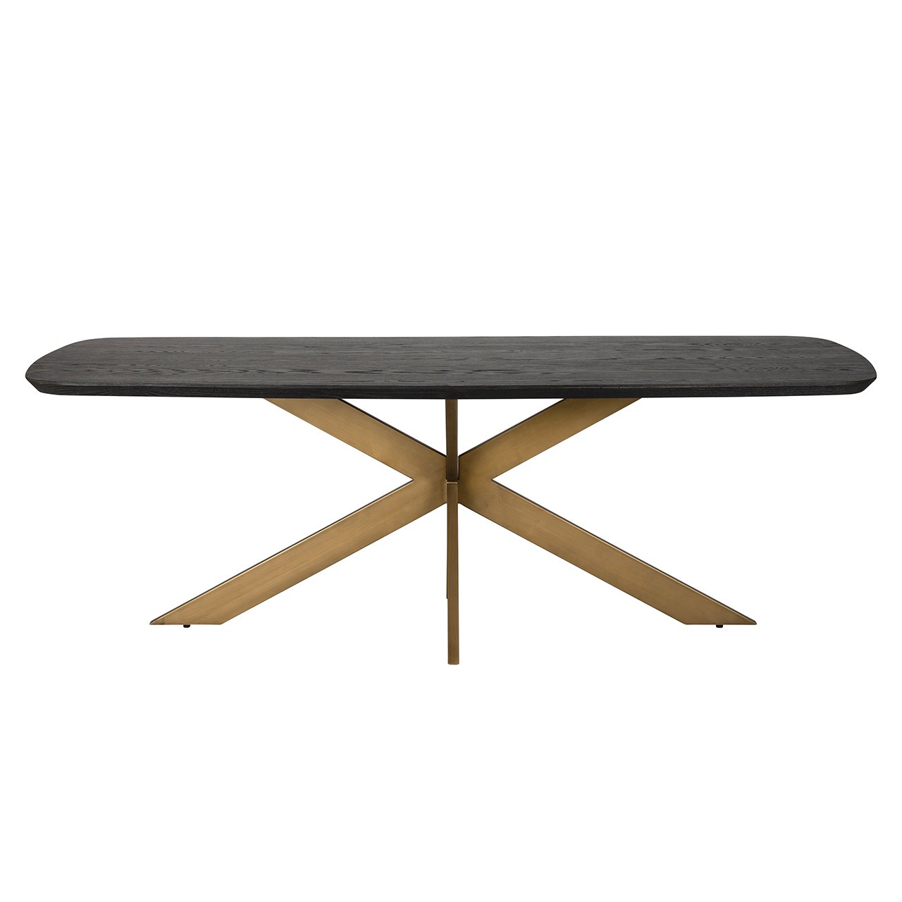 Richmond Cambon Danish Oval Dining Table in Coffee Brown & Brass