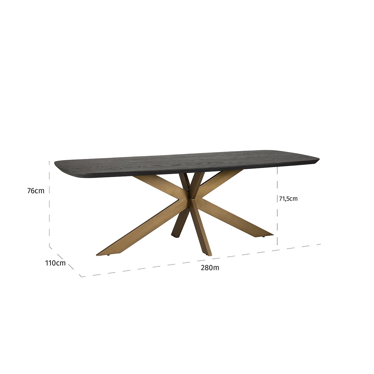 Richmond Cambon Danish Oval Dining Table in Coffee Brown & Brass