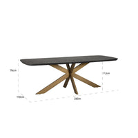 Richmond Cambon Danish Oval Dining Table in Coffee Brown & Brass