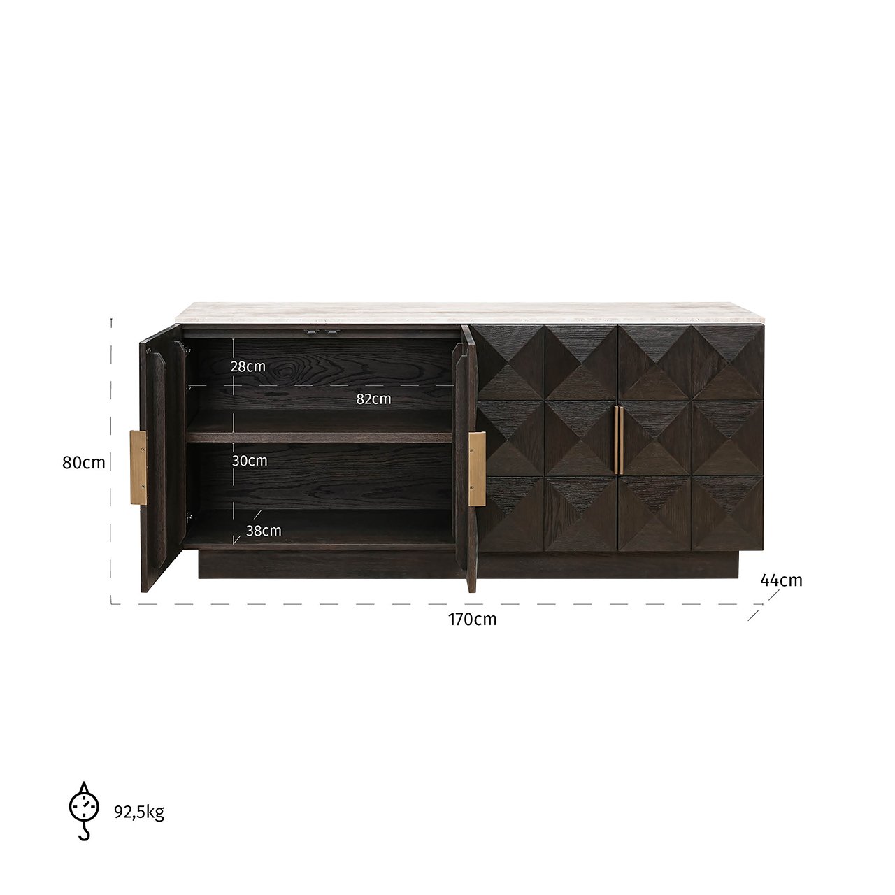 Richmond Interiors Claremont 4 Door Brown Sideboard