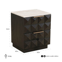 Richmond Interiors Claremont 2 Drawer Bedside Table