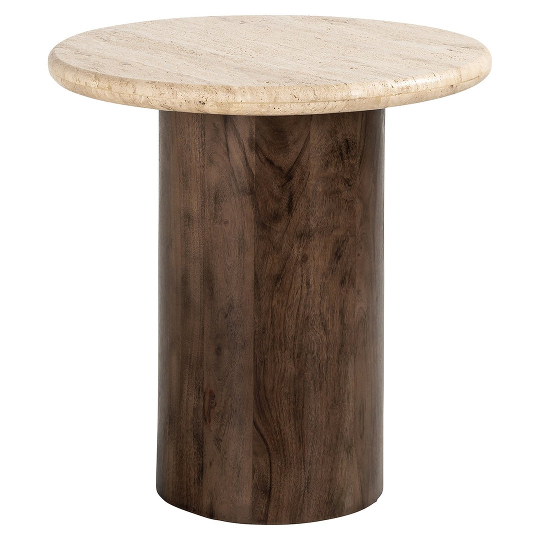 Douglas Round End Table - Travertine Top Richmond 1