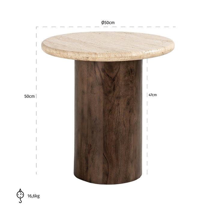 Douglas Round End Table - Travertine Top Richmond 6