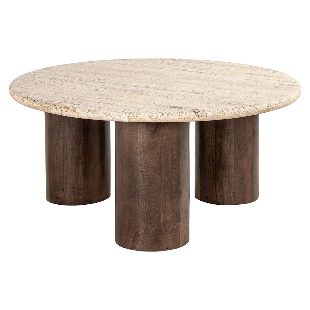 Douglas Round Coffee Table - Travertine Top Richmond 1