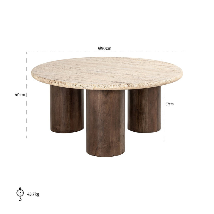 Douglas Round Coffee Table - Travertine Top Richmond 4