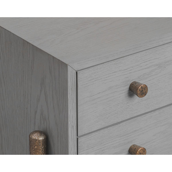 Nella Bedside Table - London Fog & Hammered Dark Bronze