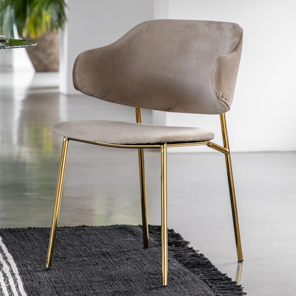 Whitehall Set of 2 Velvet Dining Chairs - Taupe & Gold GalleryDirect 2