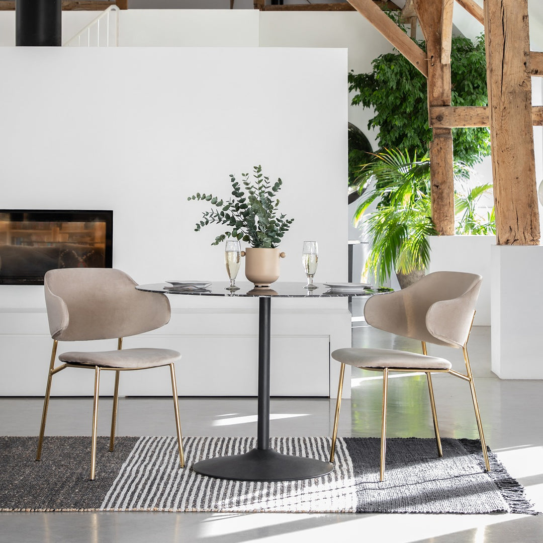 Whitehall Set of 2 Velvet Dining Chairs - Taupe & Gold GalleryDirect 4