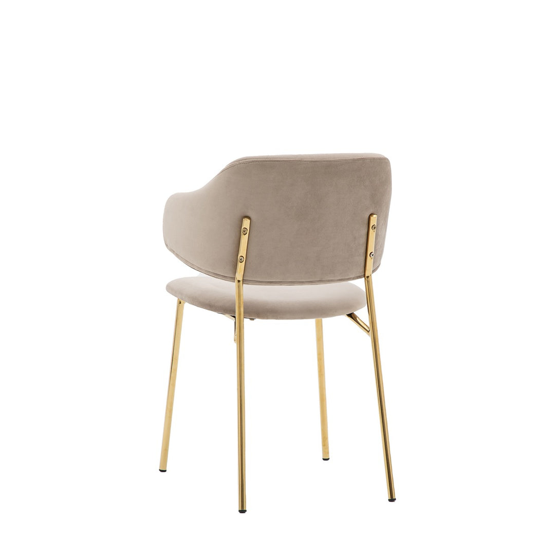 Whitehall Set of 2 Velvet Dining Chairs - Taupe & Gold GalleryDirect 7
