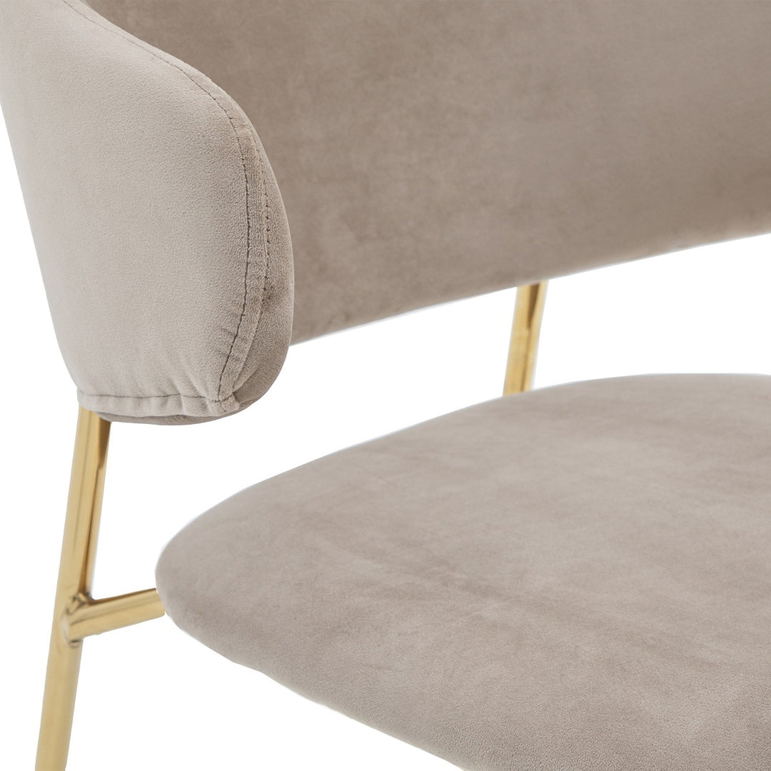 Whitehall Set of 2 Velvet Dining Chairs - Taupe & Gold GalleryDirect 8