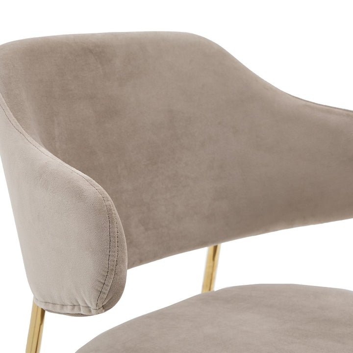 Whitehall Set of 2 Velvet Dining Chairs - Taupe & Gold GalleryDirect 9