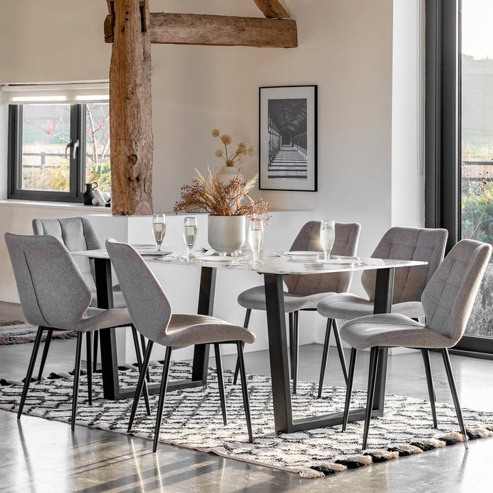 Davidson Faux Marble Rectangular Dining Table - Black & White GalleryDirect 2