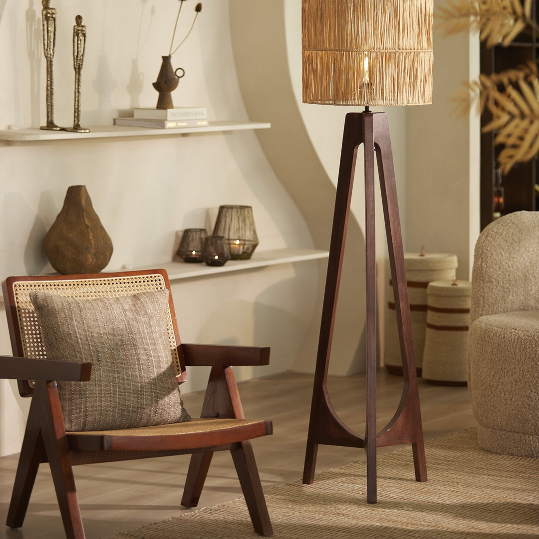 Troina Wooden Floor Lamp - Russet Light & Living 2
