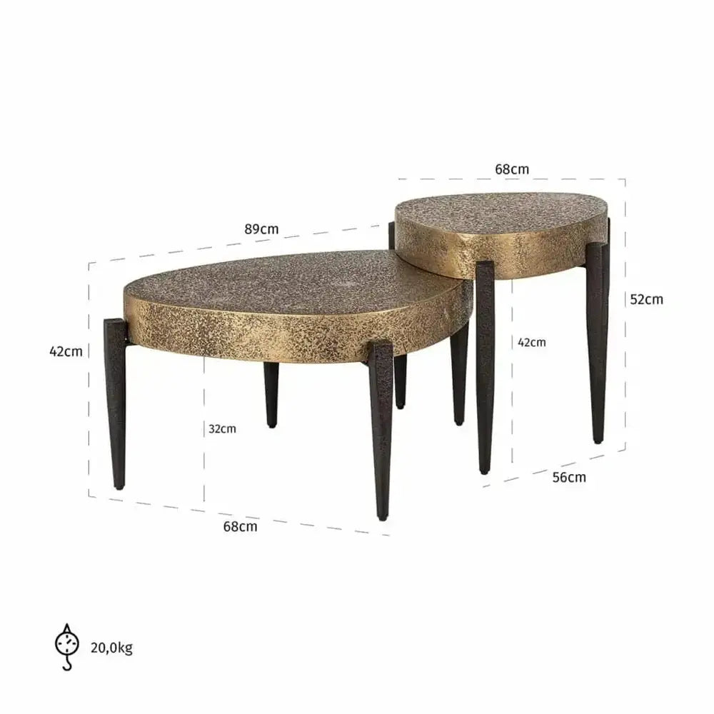  Richmond-Richmond Interiors Marquee Set of 2 Coffee Tables-Gold  077 