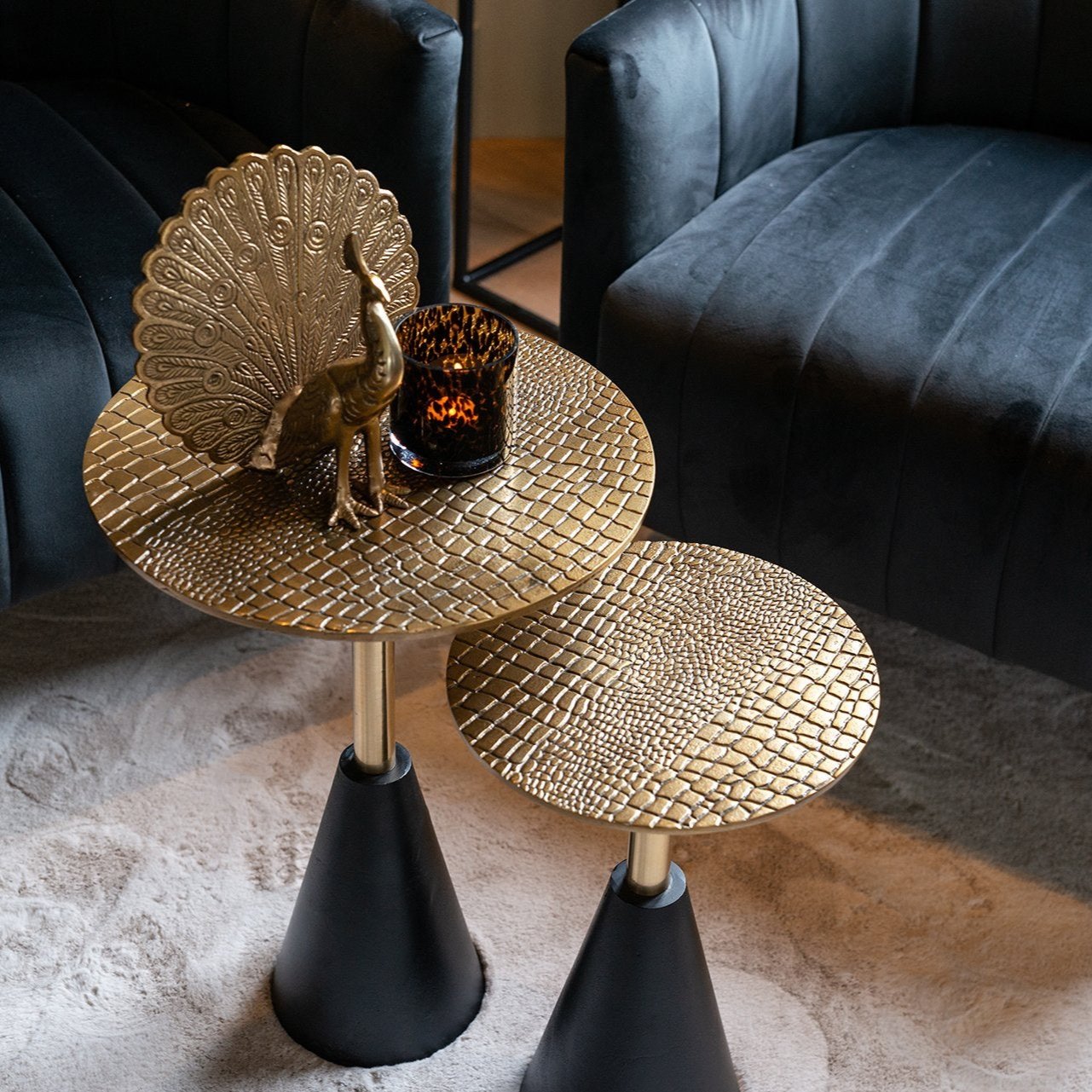 Richmond Cobra Side Table In Black And Gold