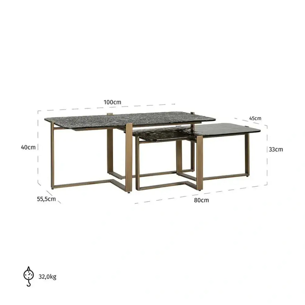  Richmond-Richmond Interiors Sterling Set of 2 Coffee Tables-Gold  813 