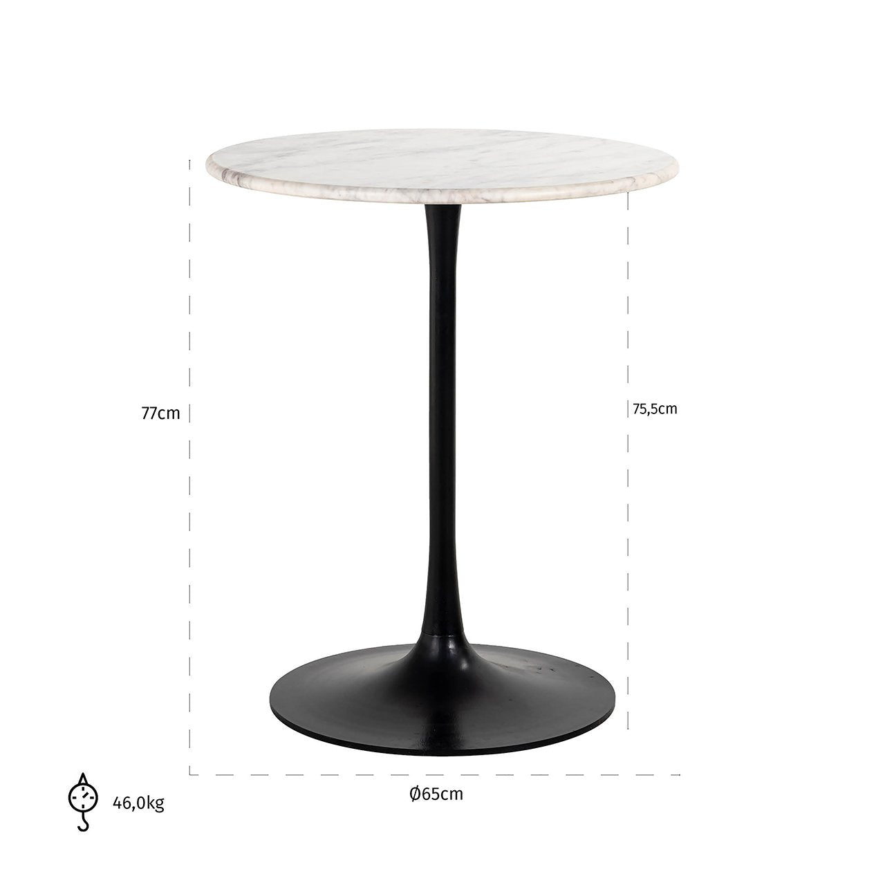 Richmond Interiors Carlten Round Bistro Table - White