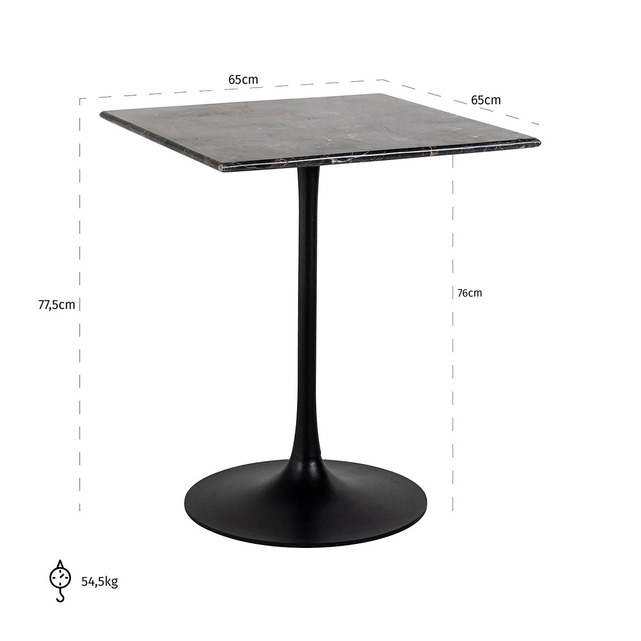 Richmond Interiors Carlten Square Bistro Marble Table in Black