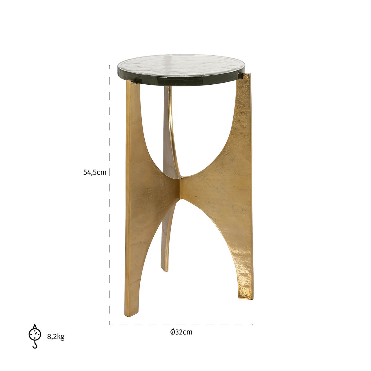 Richmond Interiors Avery End Table with Glass Top in Gold