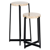 Richmond Interiors Dillinger Set of 2 Marble End Tables in Beige