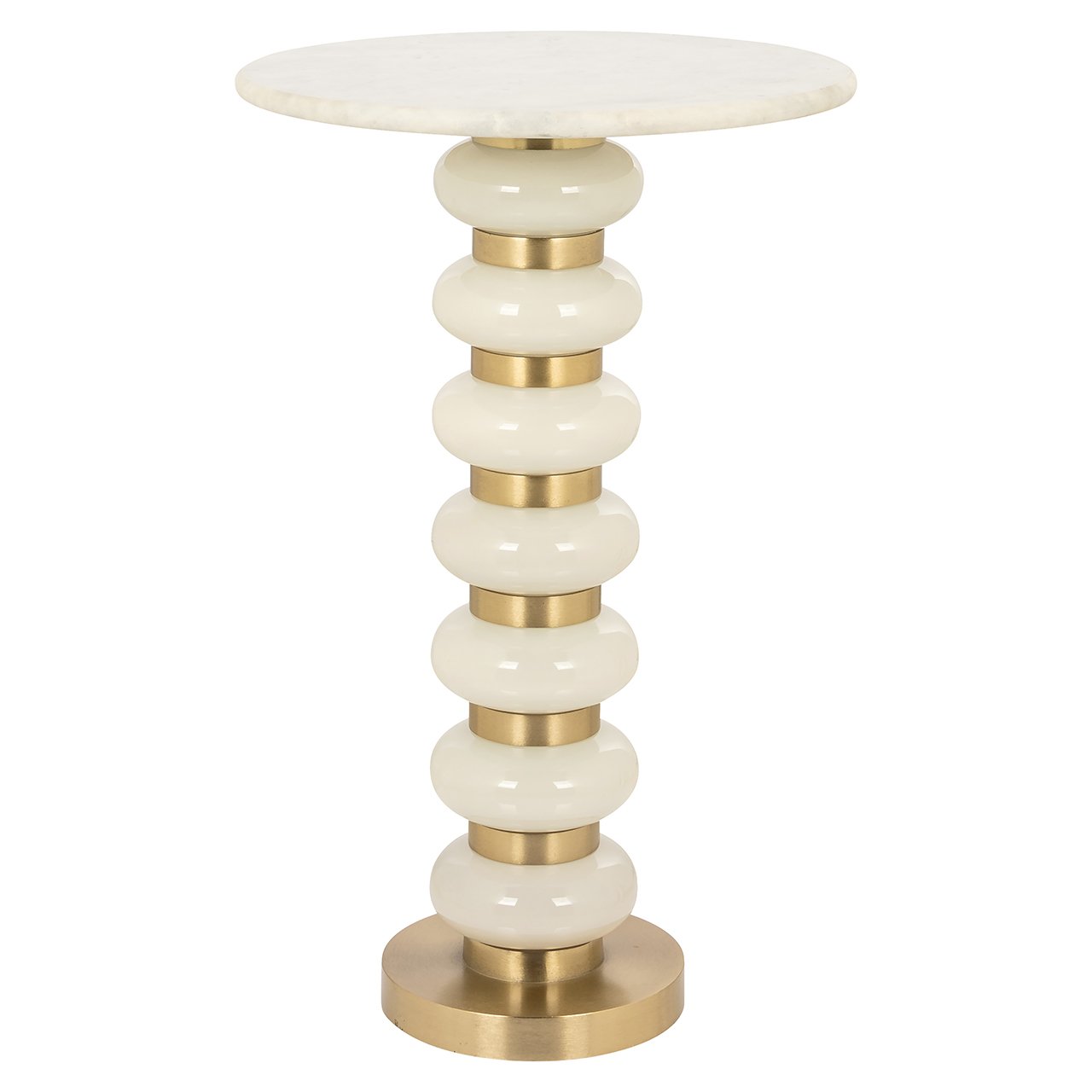 Richmond Interiors Barbara Glass End Table in White & Gold