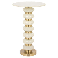 Richmond Interiors Barbara Glass End Table in White & Gold