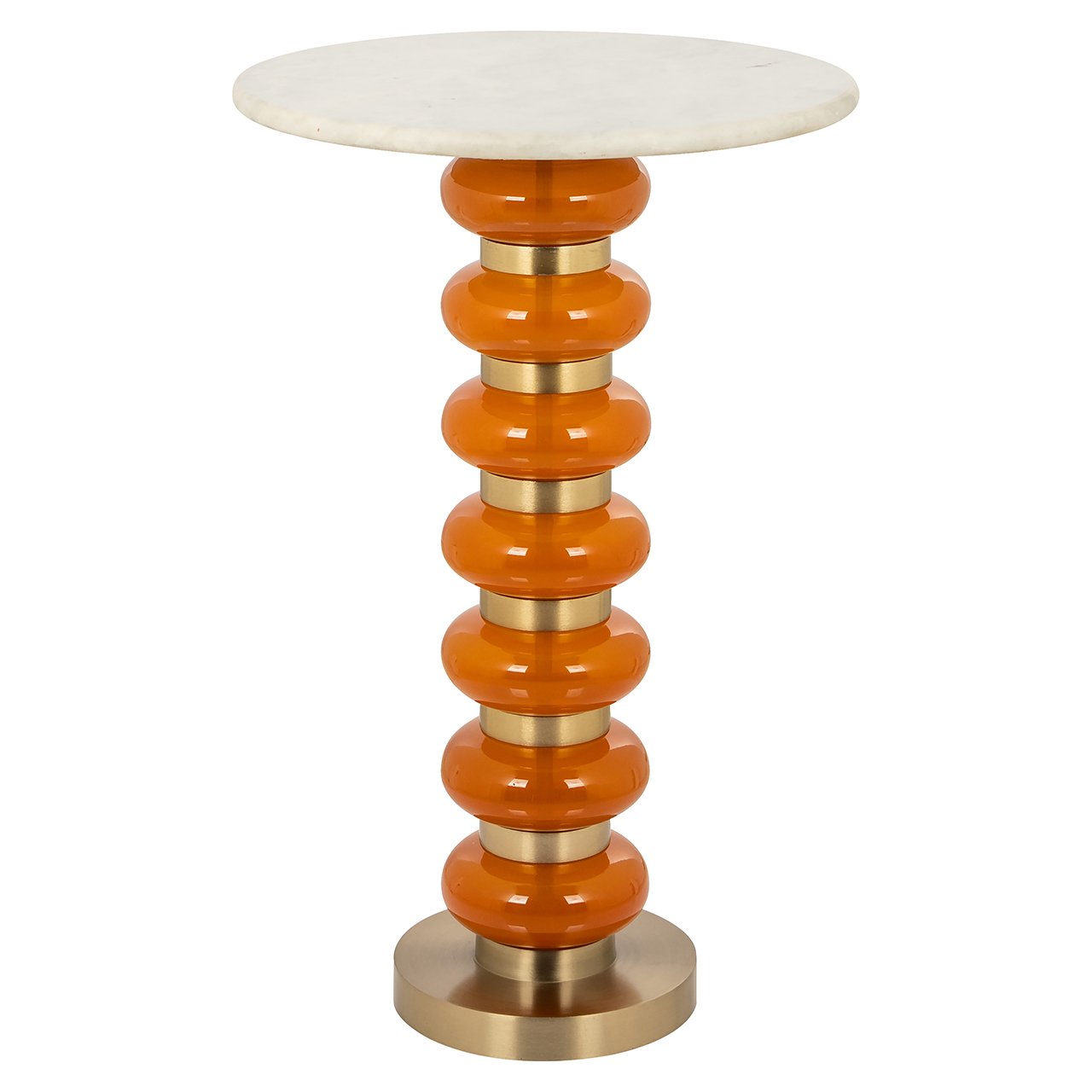 Richmond Interiors Barbara Glass End Table in Orange & Gold